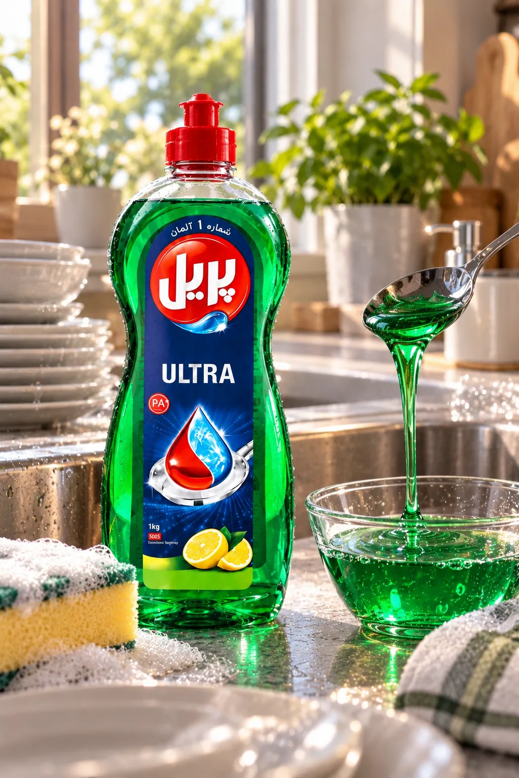 Pril cleaning product with bubbles